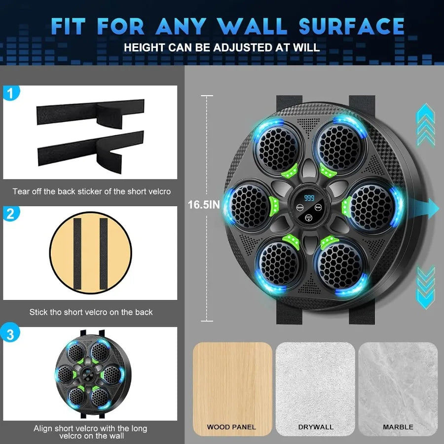 Smart Music Boxing Machine for Adults and with Bluetooth Connectivity WallMounted Electronic Punching Bag with Integrated Boxin