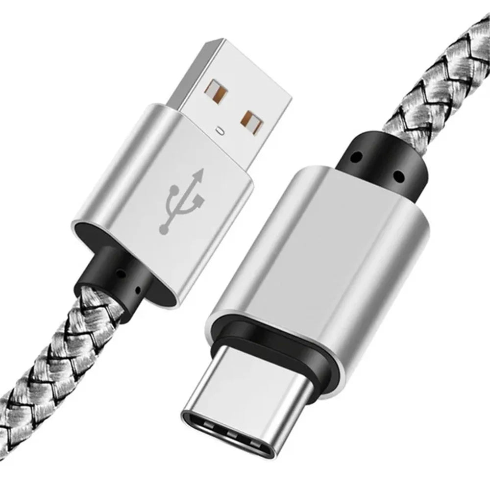 Nylon Data Cable Fast Charger USB A to Type C Charging Cable For Huawei Samsung Android phone TypeC Charging Device 1M 2M 3M