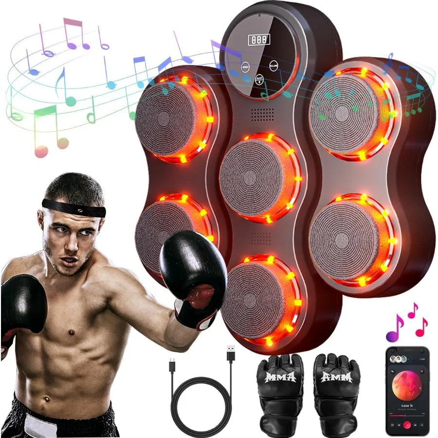 Smart Music Boxing Machine with WallMounted Boxing Gloves and Electronic Punching Pad for Adult Home and Gym Workouts Interacti