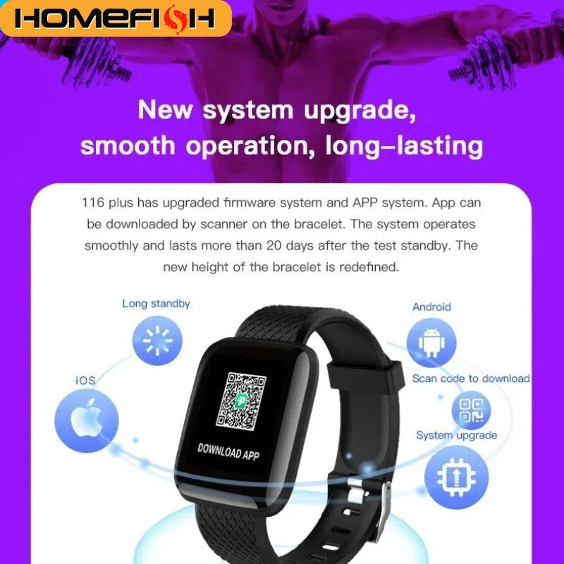 HOMEFISH Smart Fitness Tracker Bracelet with Color Screen Health Reminders Exercise Step Counting Information Notifications