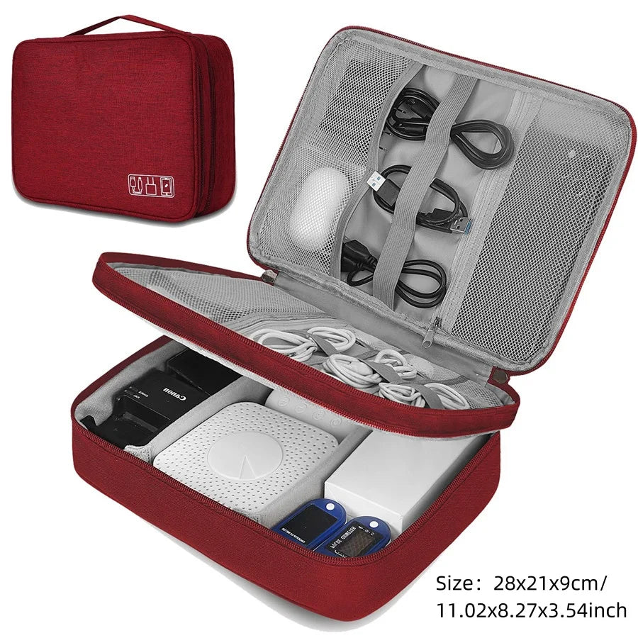 Convenient Storage Bag Portable Digital Product Zipper Pack Space Saving Data Cable Charger Hard Drive Belongings Organize Pouch