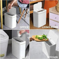 White Touchless 15L Smart Sensor Trash Can – Electronic Bathroom Garbage Bin with Automatic Bagging, Smart Home Compatible