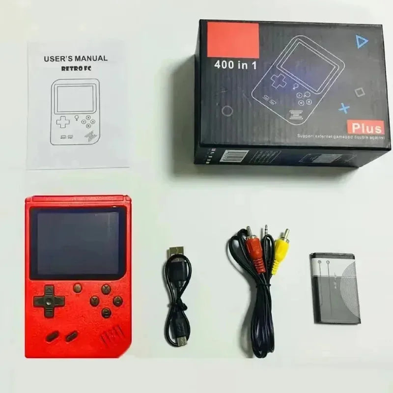 Red Retro Handheld Game Console for Kids  400 Classic Games  Rechargeable   TV-Connectable