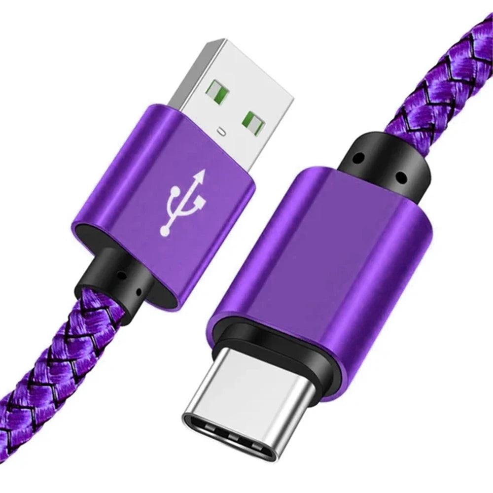 Nylon Data Cable Fast Charger USB A to Type C Charging Cable For Huawei Samsung   Android phone TypeC Charging Device 1M 2M 3M