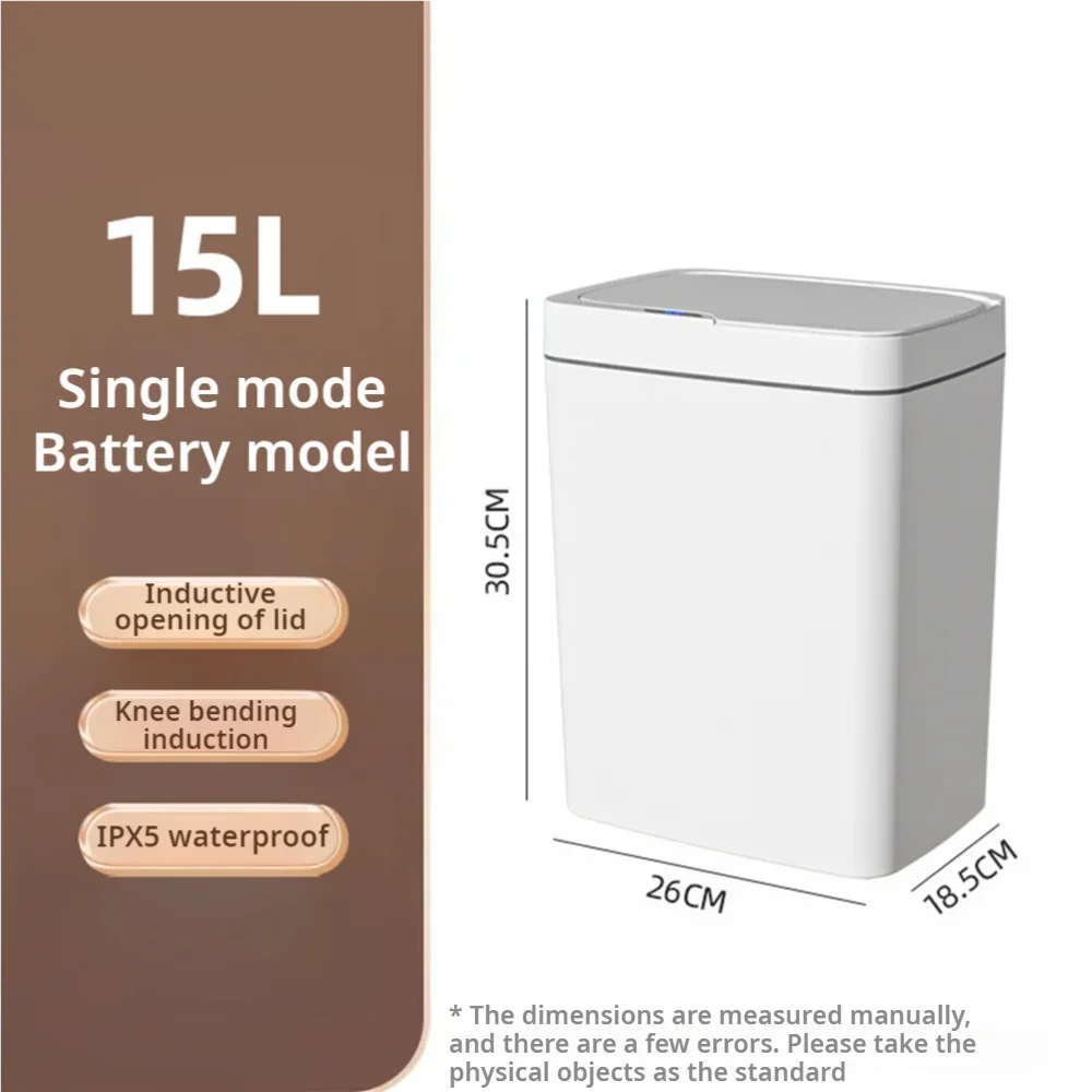 White Touchless 15L Smart Sensor Trash Can – Electronic Bathroom Garbage Bin with Automatic Bagging, Smart Home Compatible