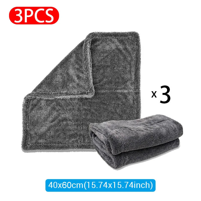 1200GSM/600GSM Microfiber Car Cleaning Towel Double-Sided Super Absorbent Car Wash Cleaning Cloth Scratch Proof Soft Lint Towels