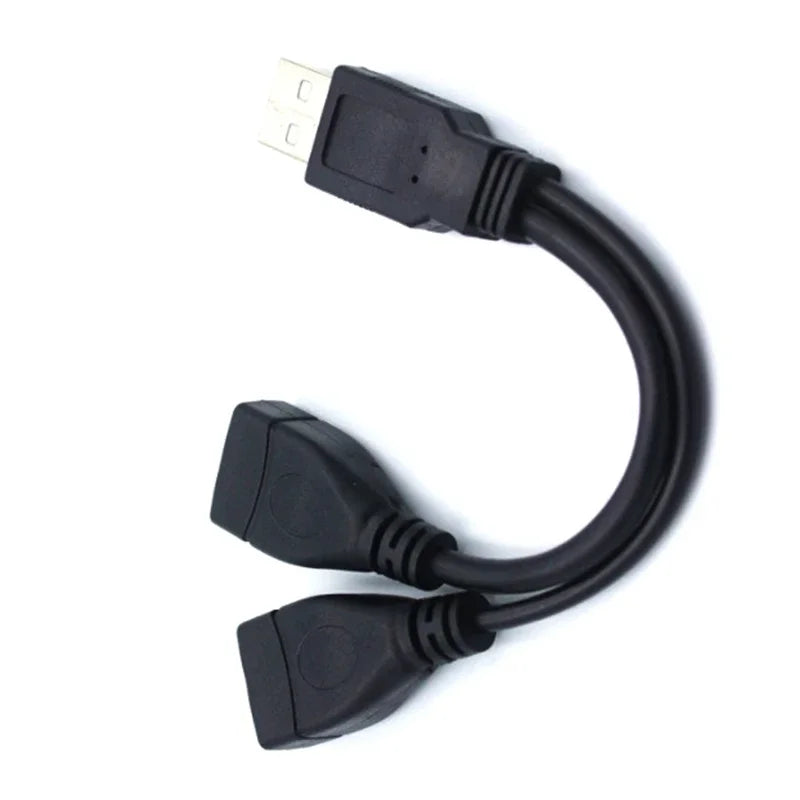 1 Male to 2 Female Extension Cord USB 2.0 Splitter Y Cable Power Adapter Converter for PC Car Data Transmission Charging