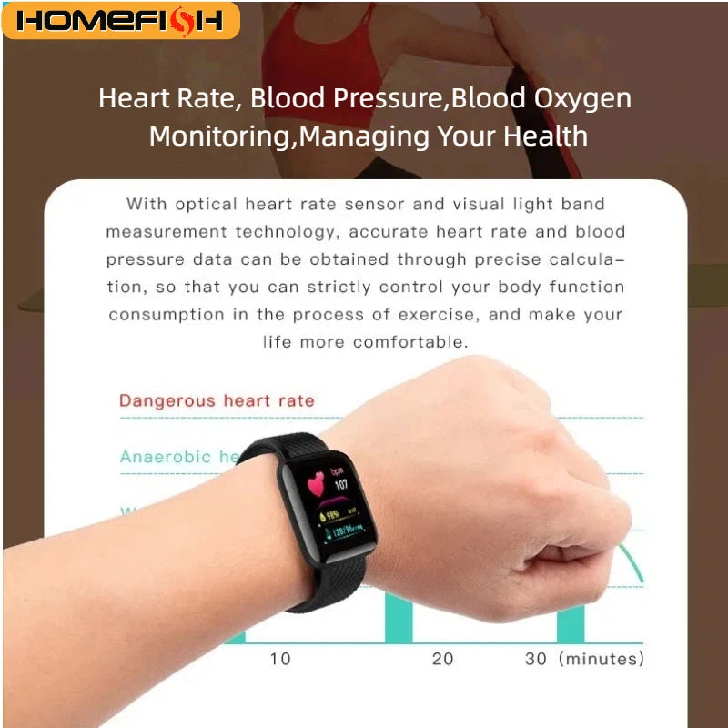 HOMEFISH Smart Fitness Tracker Bracelet with Color Screen Health Reminders Exercise Step Counting Information Notifications