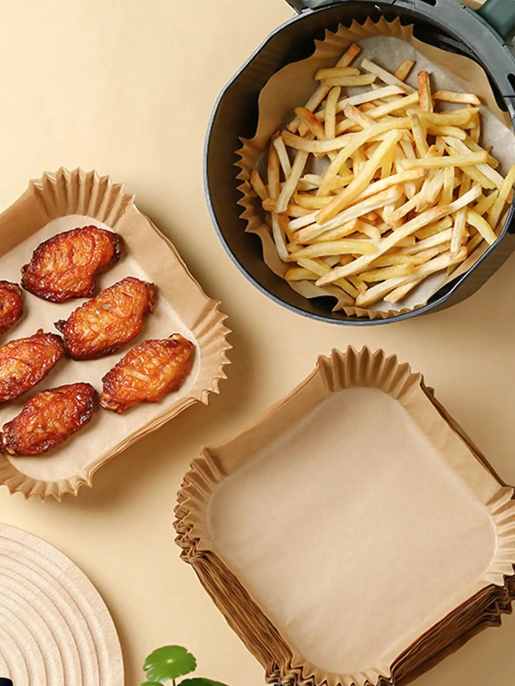 50Pcs/100 Pcs Disposable Air Fryer Paper, Baking Paper Bowl, Oven Paper Liner/Oil-Proof Non-Stick, Heat Resistant