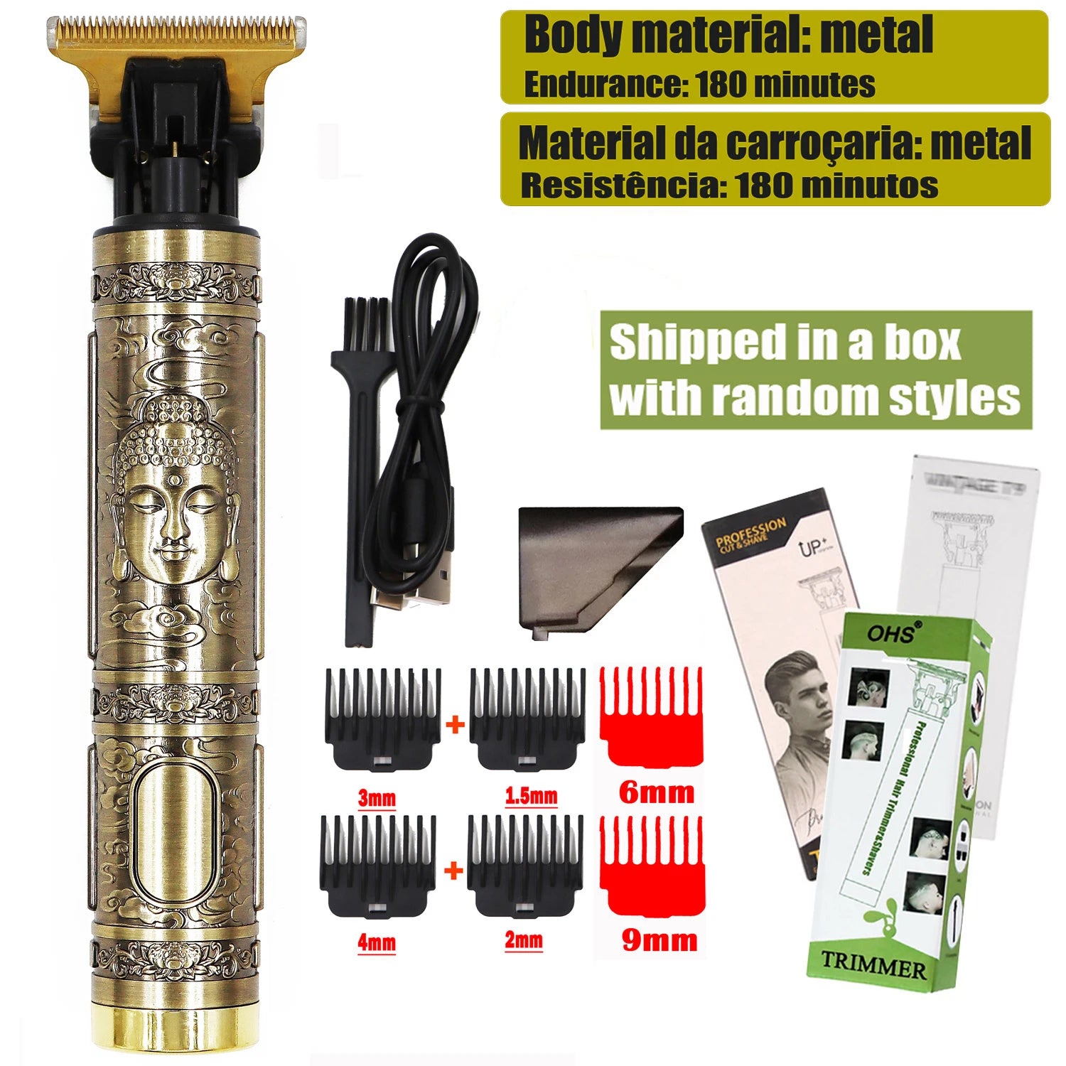 OHS Rechargeable  Vintage T9 Cordless Hair Cutting Machine Electric Shaver For Man Hair Clipper Barber Trimmer Beard Razors