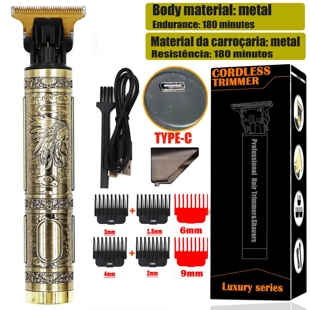 T9 HairClipper Beard Shaving Body Hair Trimmer Clippers Electric Machine Men Haircut Machine 0mm Barber ShaverDragon Carved