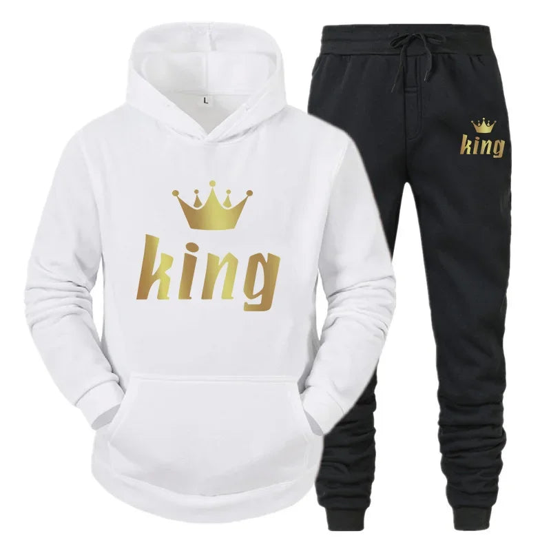 King And Queen Couple Outfit Hoodie and Jogger Pants High Quality Men Women Daily Casual Sport Jogging Suit King Queen Tracksuit
