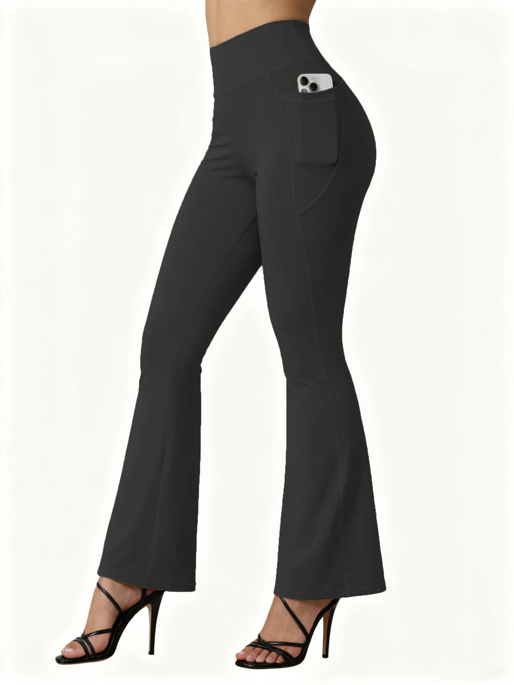 High Waisted Flared Yoga Leggings Women Butt Lifting with Pocket Design Wide Leg Leggings Running Tights Plus Size Gym Pants