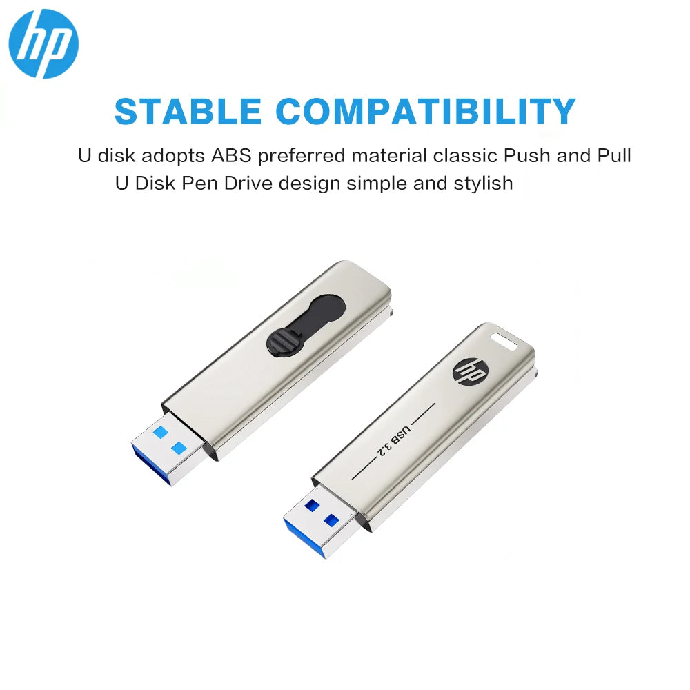 HP USB3.2 Flash Drive 32GB 64GB Metal USB Pendrive 128GB 256GB Creative Personality Car Music High-Speed U Disk