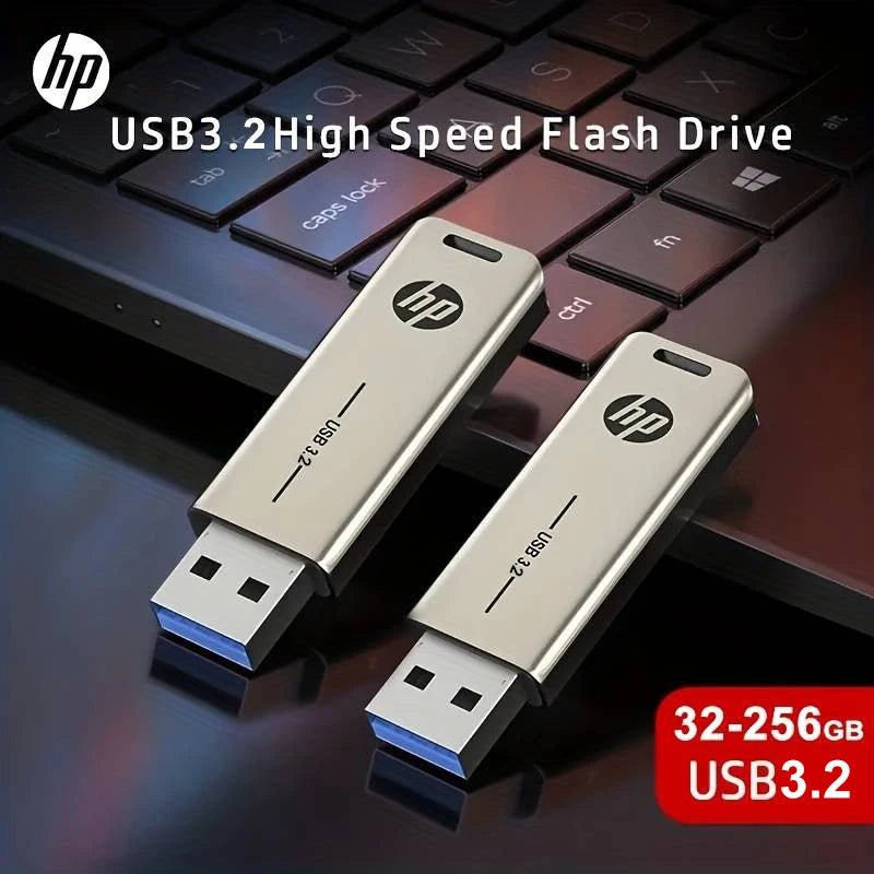 HP USB3.2 Flash Drive 32GB 64GB Metal USB Pendrive 128GB 256GB Creative Personality Car Music High-Speed U Disk