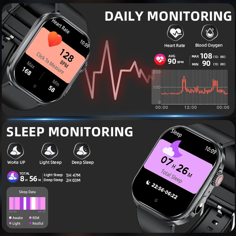 LIGE 2026 New Women Smart Watch Flashlight 2.01” HD Display AI Voice Bluetooth Call Sport Watches Health Monitor Men Smartwatch