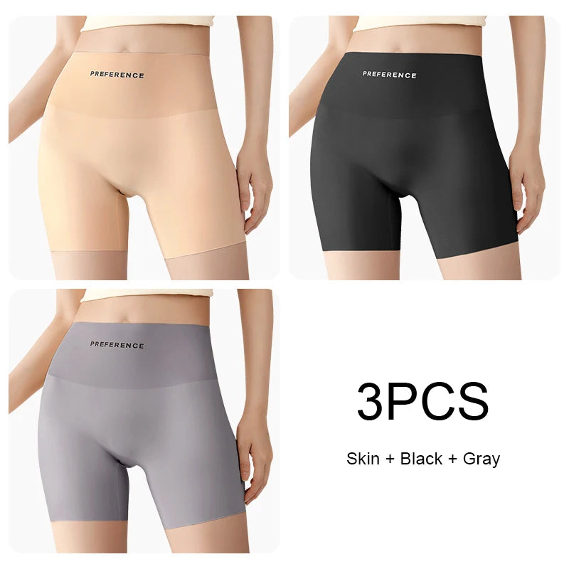 3PCS/set Protective Shorts Plus Size Shorts Seamless Underwear for Women Safety Short Pants Ice Silk Panties Summer Intimates