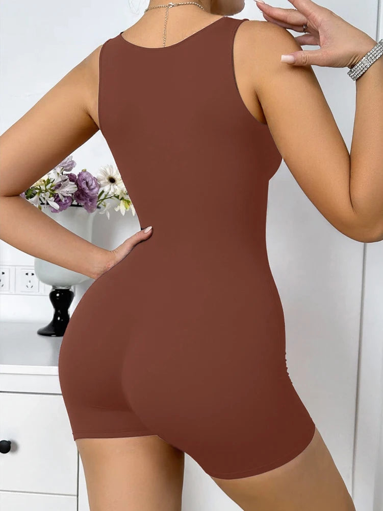 Summer Bestseller Women's Spaghetti Strap Square Neck Tank Top Sleeveless Tummy-Control Leggings Yoga Fitness Sports Jumpsuit