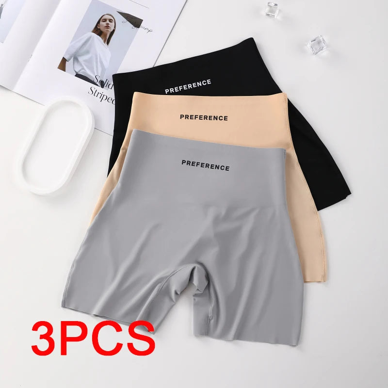 3PCS/set Protective Shorts Plus Size Shorts Seamless Underwear for Women Safety Short Pants Ice Silk Panties Summer Intimates