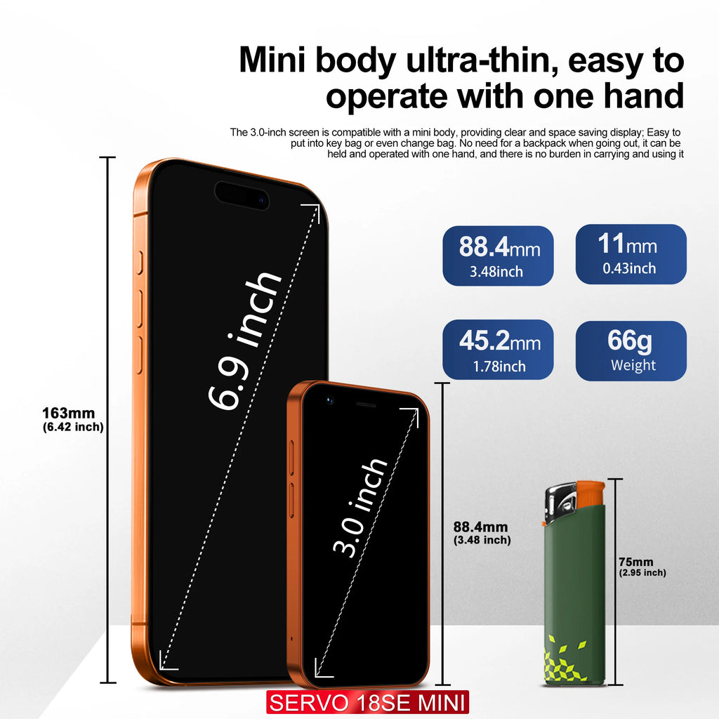 2026 NEW SERVO 18SE mini Smartphone 3.0 Inches Screen Dual SIM Card Android 16GB WCDMA 3G Cellular Unlocked Cellphone Play Store