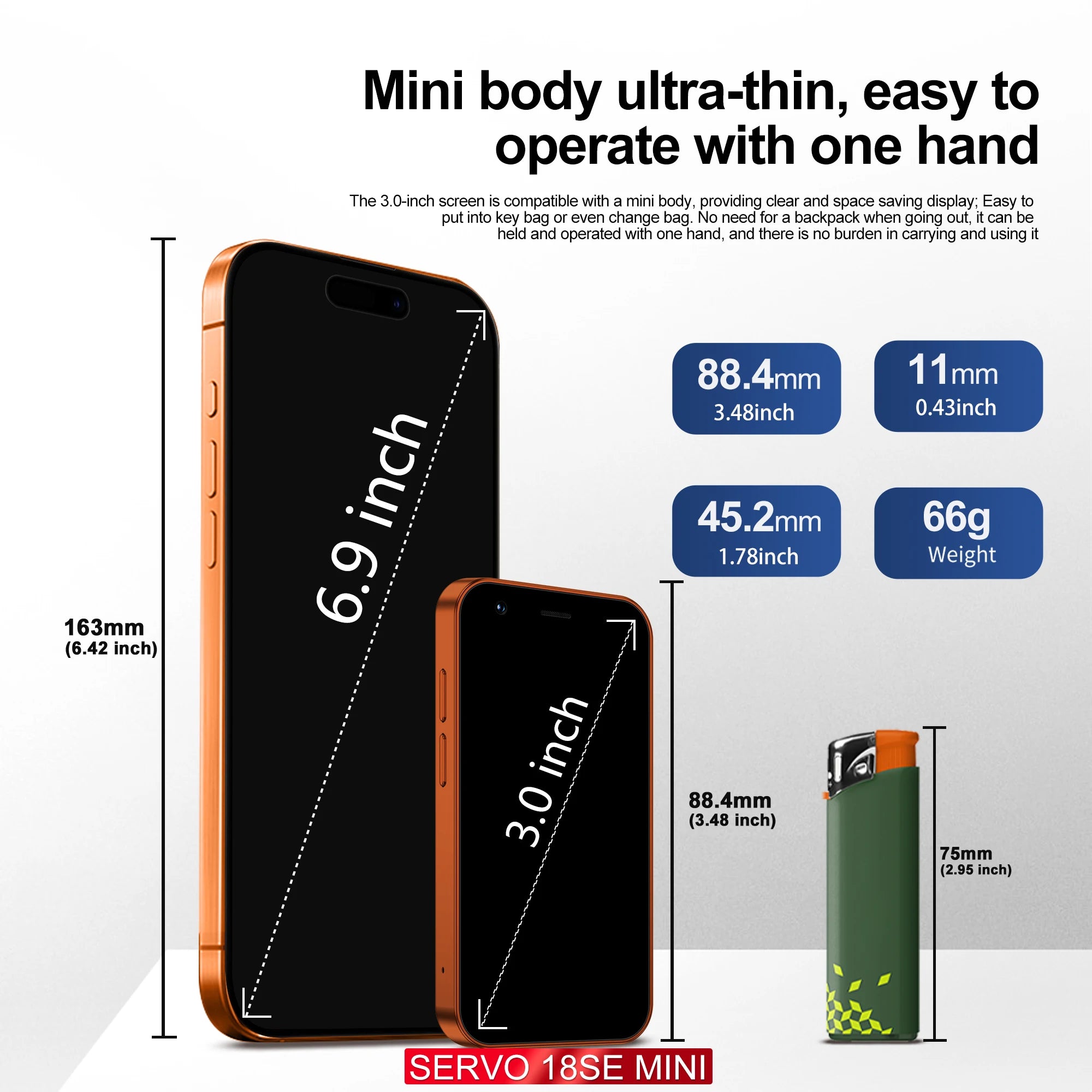 2026 NEW SERVO 18SE mini Smartphone 3.0 Inches Screen Dual SIM Card Android 16GB WCDMA 3G Cellular Unlocked Cellphone Play Store