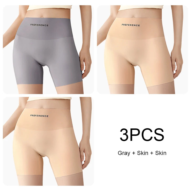 3PCS/set Protective Shorts Plus Size Shorts Seamless Underwear for Women Safety Short Pants Ice Silk Panties Summer Intimates