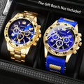 [Vintage Watch Set] 2pcs Men's Quartz Watch Set | Stainless Steel | Casual Watch | Business Watch | Silicone watch