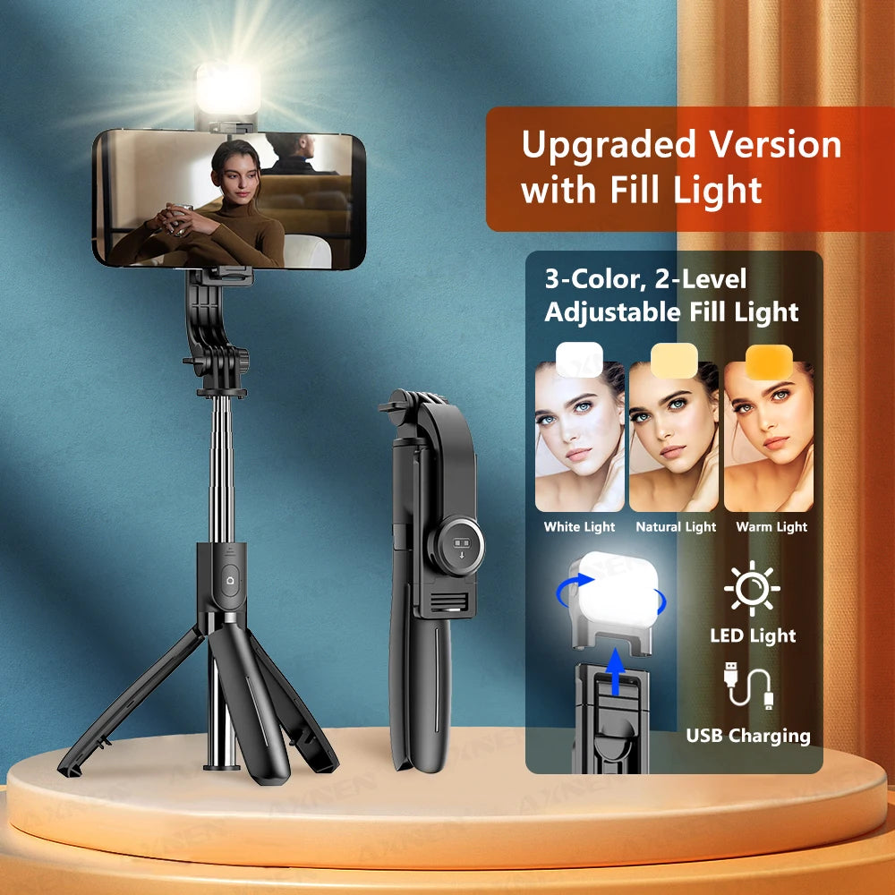 Selfie Stick Tripod for Cell Phone, Mobile Stand Monopod with Wireless Remote for iPhone Samsung Huawei Xiaomi Smartphone