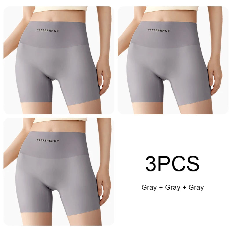 3PCS/set Protective Shorts Plus Size Shorts Seamless Underwear for Women Safety Short Pants Ice Silk Panties Summer Intimates