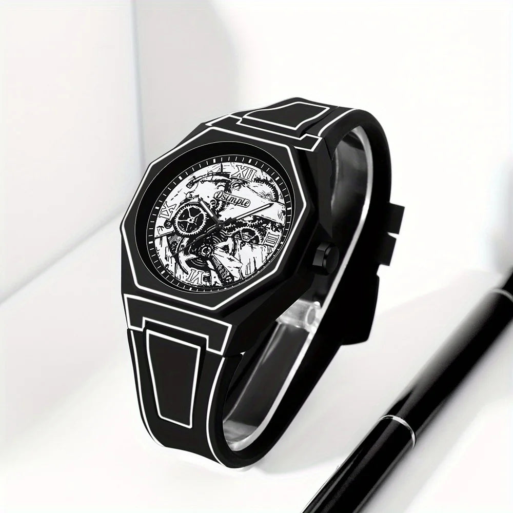 Elegant men Quartz Watch - Silicone Strap, Analog Display, , Ideal for Casual Wear | Modern Casual Watch | Silicone Strap Watch