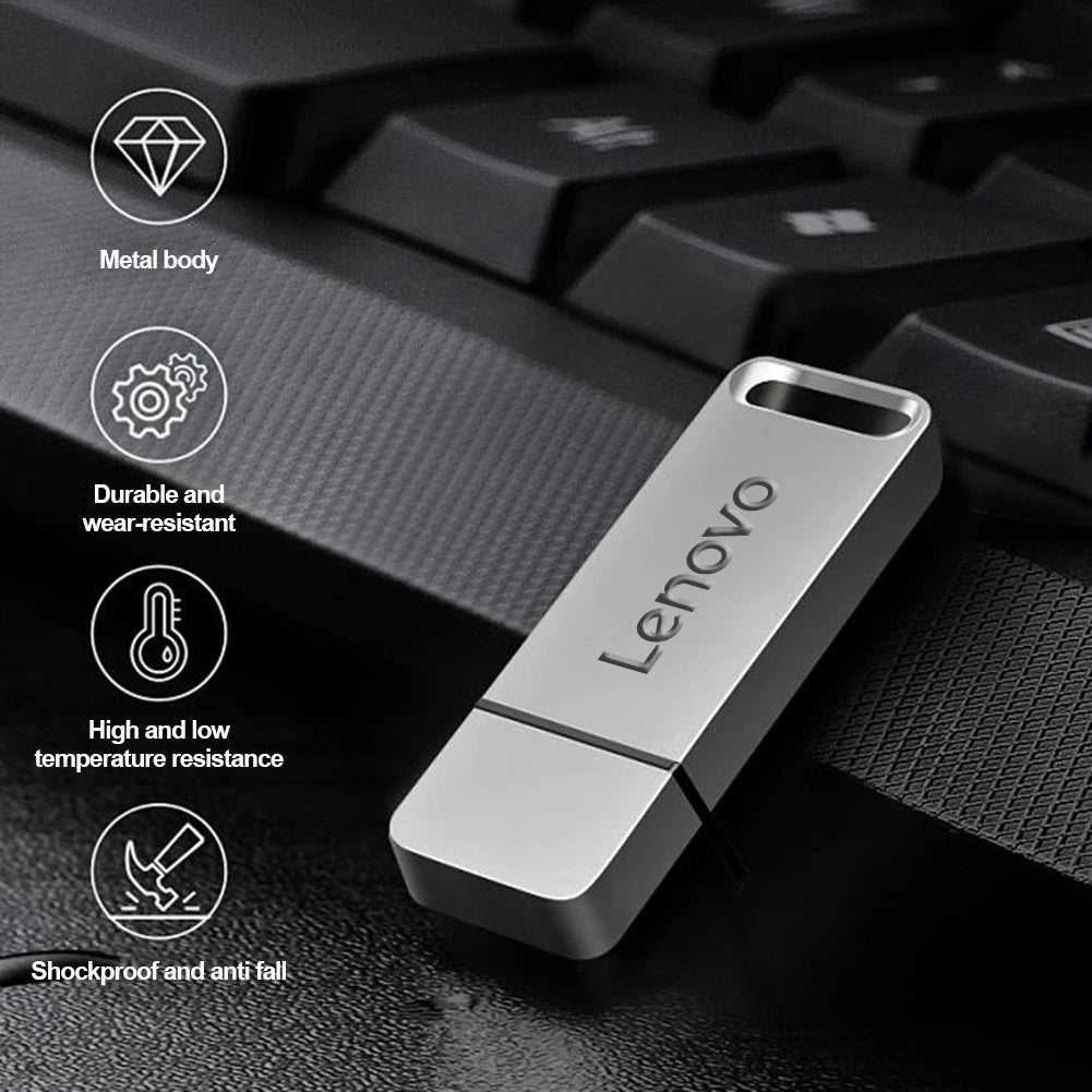 Lenovo Metal 64TB U Disk Flash Drive USB 3.0 High Speed File Transfer 16TB 8TB Ultra-large Capacity Waterproof Mechanical Style