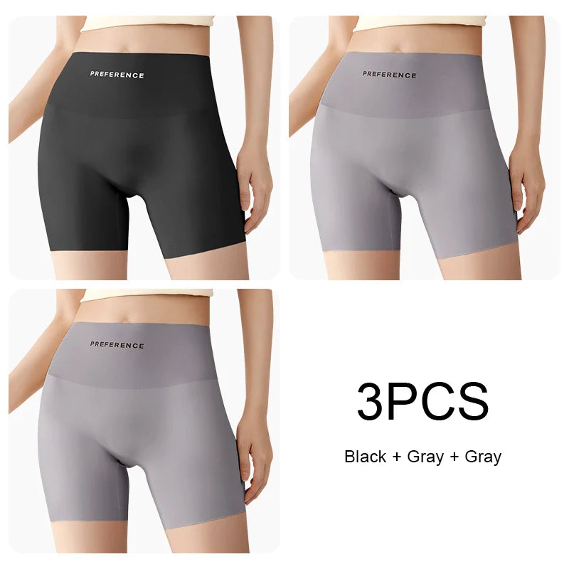 3PCS/set Protective Shorts Plus Size Shorts Seamless Underwear for Women Safety Short Pants Ice Silk Panties Summer Intimates