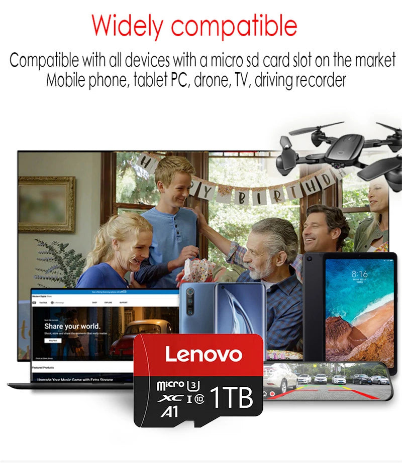 Lenovo 1TB Memory Card 1TB High Speed Full HD Video 512GB MINI SD Card 256GB 128GB 64GB Newest Micro Card for Phone/Tablet/PC