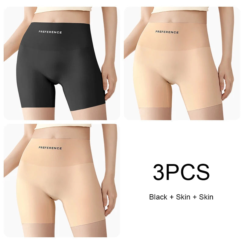 3PCS/set Protective Shorts Plus Size Shorts Seamless Underwear for Women Safety Short Pants Ice Silk Panties Summer Intimates