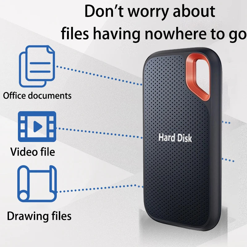 High-speed SSD 256TB External Hard Drive Portable 1TB Mobile Solid State Drive 2TB 4TB Mass External Hard Disk for Laptop/MAC/PC