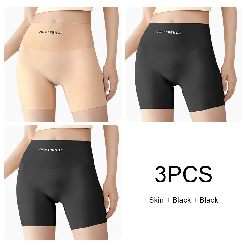 3PCS/set Protective Shorts Plus Size Shorts Seamless Underwear for Women Safety Short Pants Ice Silk Panties Summer Intimates