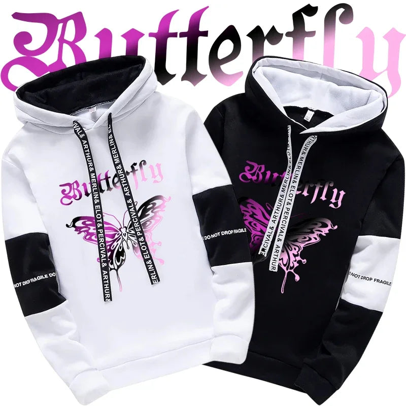 Girls Urban Fashion Loose Coat Letter Print Hoodie for Woman High Grade Y2K Korean Style Hooded Long Sleeve Sweatshirt