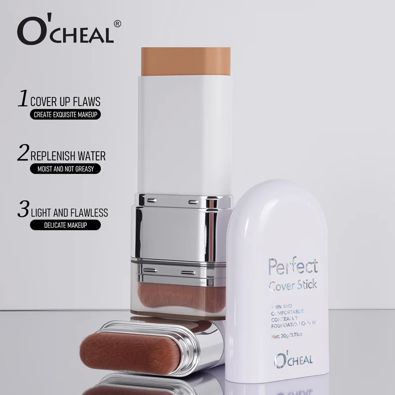 O'CHEAL Perfect Cover Stick Thin And Comfortable Concealer Foundation Cream Stick Instant Natural Waterproof Long-lasting Makeup