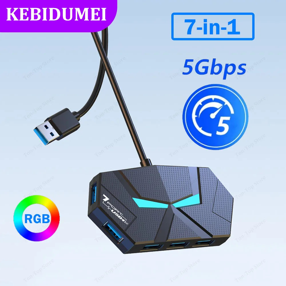 4/7 Ports USB 3.0 HUB 5Gbps USB Docking Station USB HUB USB Splitter OTG Adapter with TYPE C Power Port For PC Laptop Macbook