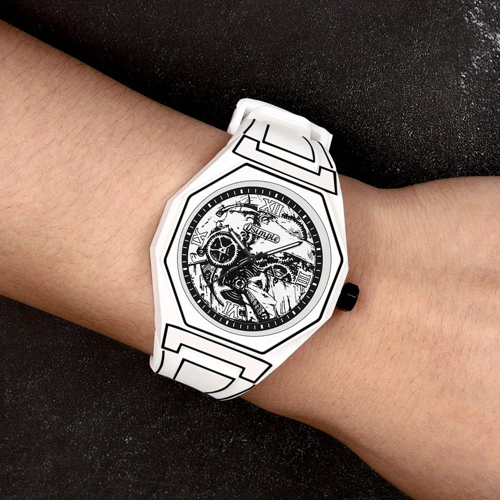 Elegant men Quartz Watch - Silicone Strap, Analog Display, , Ideal for Casual Wear | Modern Casual Watch | Silicone Strap Watch