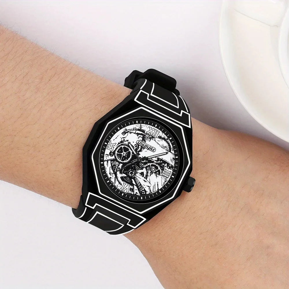 Elegant men Quartz Watch - Silicone Strap, Analog Display, , Ideal for Casual Wear | Modern Casual Watch | Silicone Strap Watch