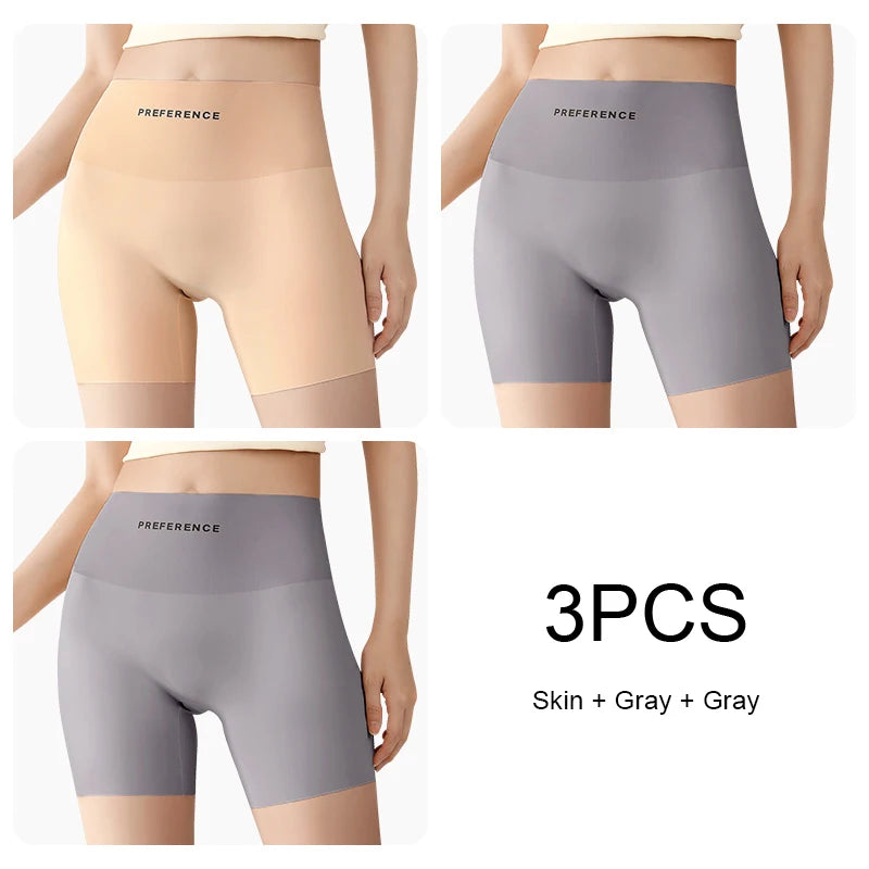 3PCS/set Protective Shorts Plus Size Shorts Seamless Underwear for Women Safety Short Pants Ice Silk Panties Summer Intimates