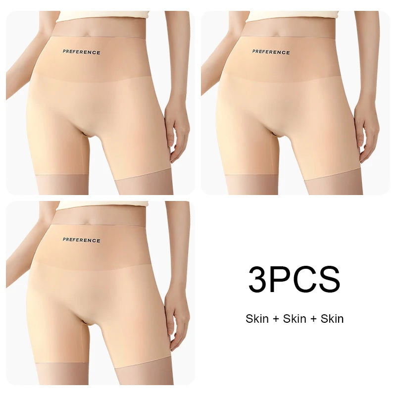 3PCS/set Protective Shorts Plus Size Shorts Seamless Underwear for Women Safety Short Pants Ice Silk Panties Summer Intimates