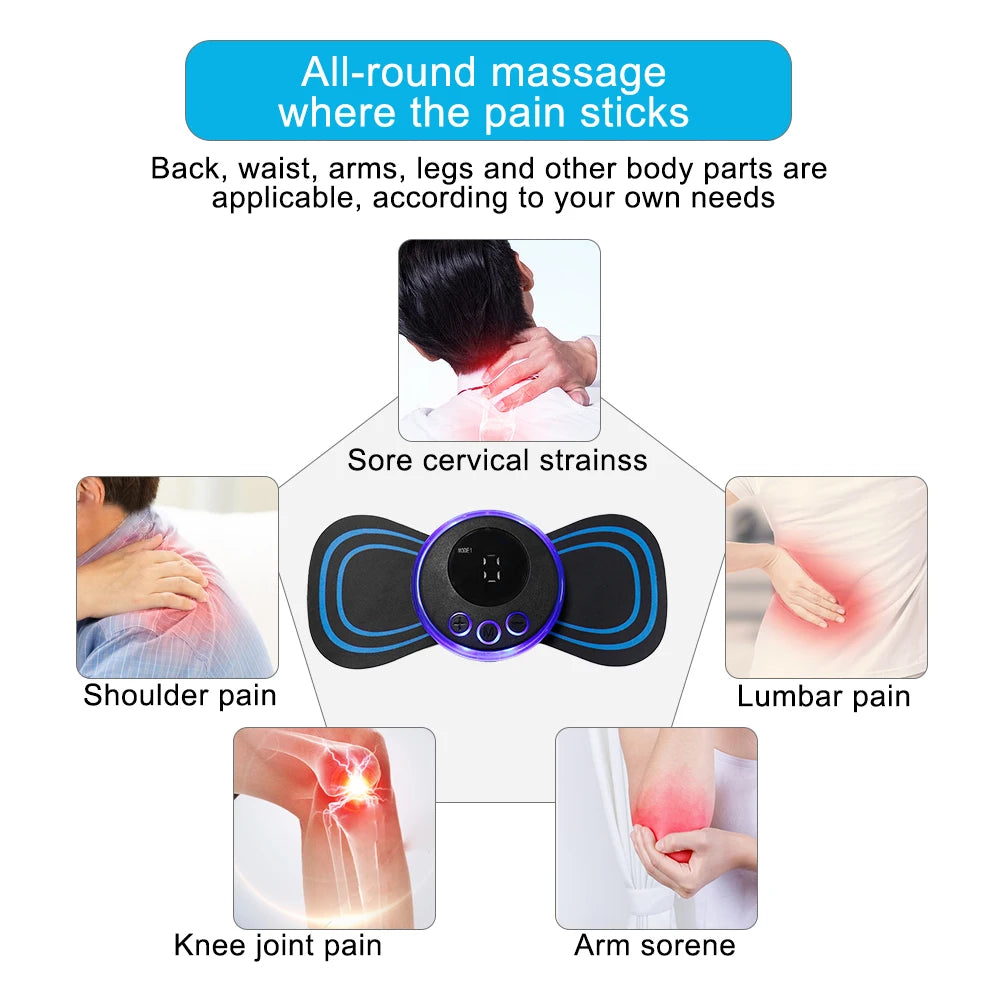 EMS Neck Massager Portable TENS Pulse Machine Cervical Neck Back Patch Muscle Stimulator Pain Relief Massage Tool