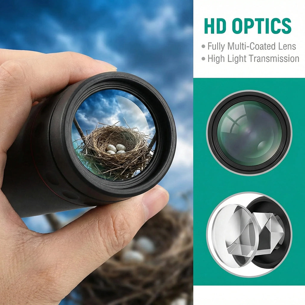 2000x25 HD Monocular Telescope: Mini Portable, for Outdoor Camping, Hunting & Birdwatching