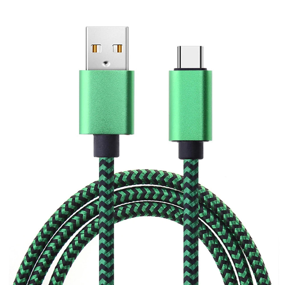 USB A to Type C Fast Nylon Braided Cables Wire Charger Cable For Xiaomi Samsung Huawei Android Phone Charger Cable Accessories
