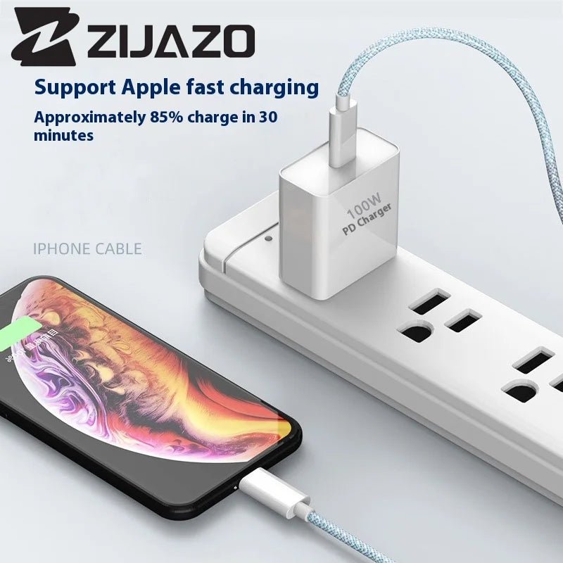 ZIJAZO USB-C to Type C Color Cable For Apple iPhone 15 PD 60W Fast Charging For Huawei Xiaomi Samsung Type C Weaving Cable