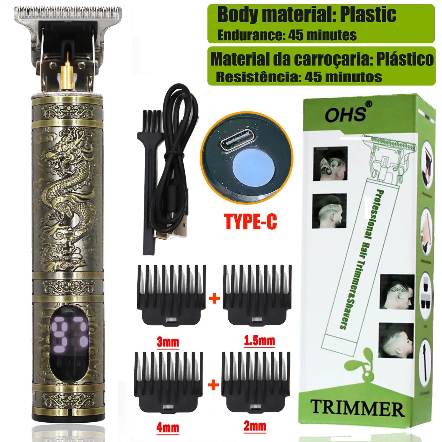 OHS Rechargeable  Vintage T9 Cordless Hair Cutting Machine Electric Shaver For Man Hair Clipper Barber Trimmer Beard Razors